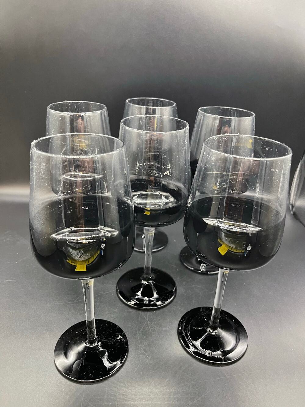 Pier 1 Elemental Black Fade Set of 6 Water Wine Goblet Glasses 8.75"